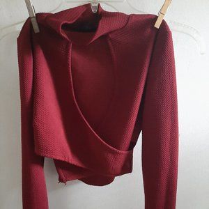 UK2LA maroon crop top long sleeve size XS Highneck